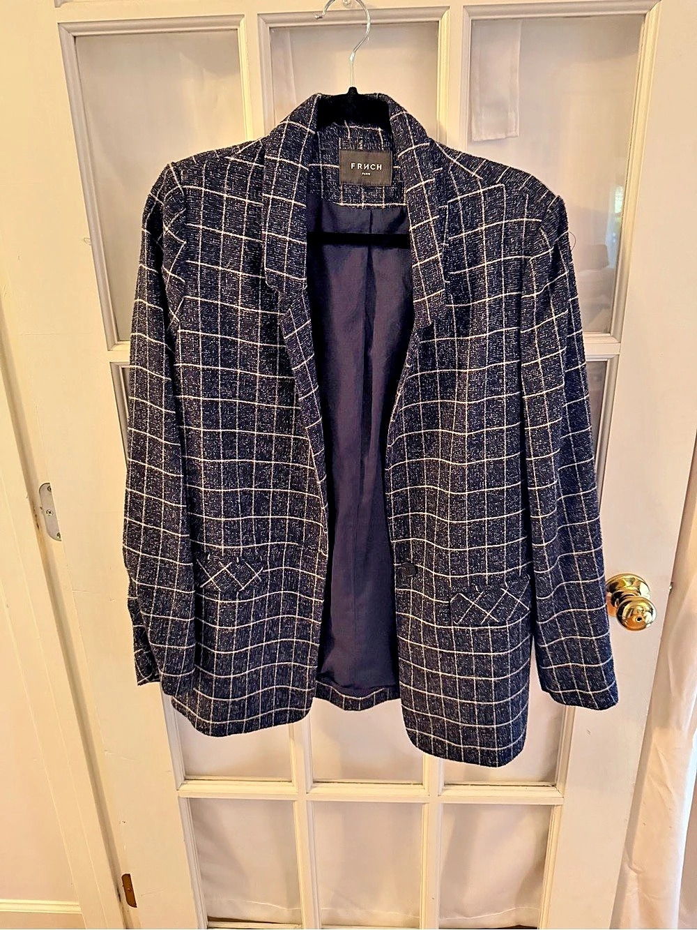 FRNCH Checkered Blazer in Black & White Size Medium Like New